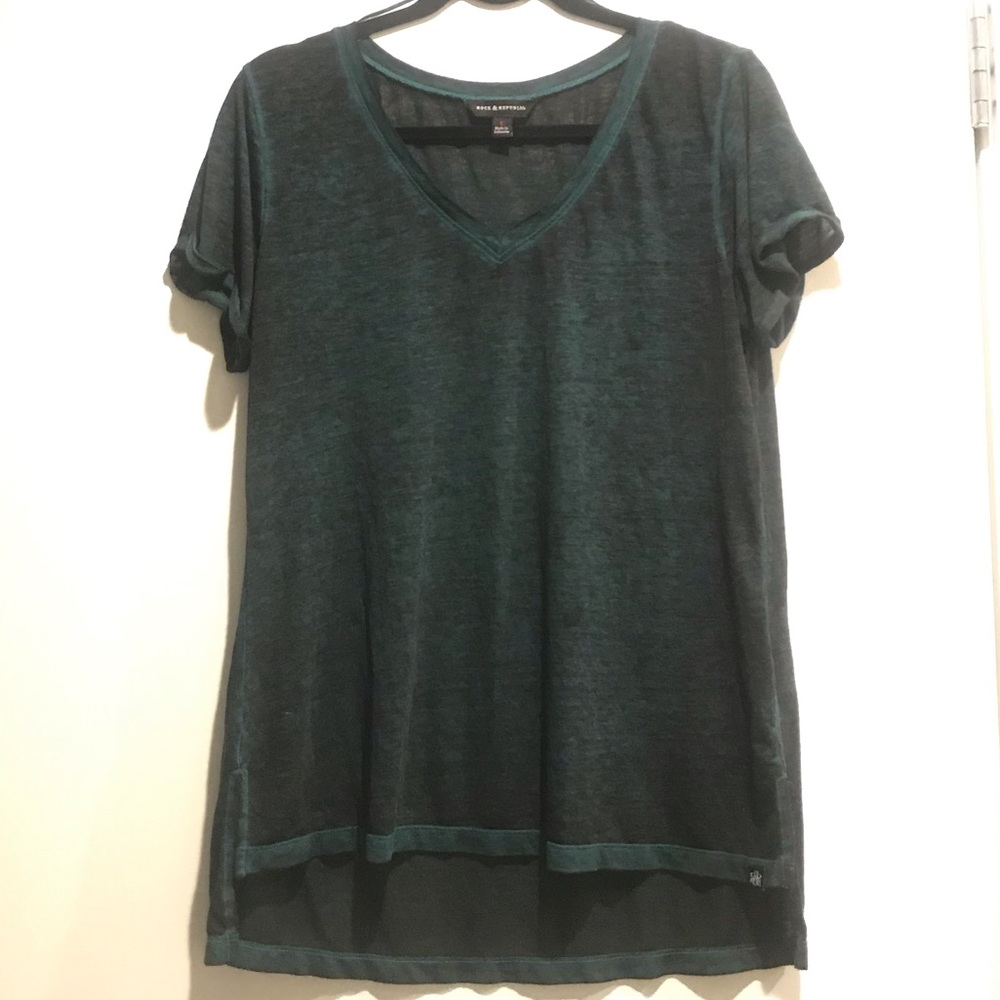 Rock Republic Green Acid Wash Rockstar Tee- EUC